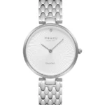 Obaku Watch V256LXCI SC women’s wristwatch – silver stainless steel case with rose‑gold accents and black dial, TopTime Shop Kenya