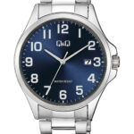 Q&Q A480J215Y men’s wristwatch – classic analog watch with silver case and blue dial, TopTime Shop Kenya