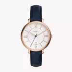 Fossil ES3843 Jacqueline ladies’ wristwatch – navy leather strap with gold‑tone case and white dial, TopTime Shop Kenya