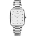 Obaku Fjord Lille Brace women’s wristwatch – sleek silver stainless steel link bracelet with white dial and crystal accents, TopTime Shop Kenya