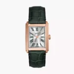 Fossil FS6077 Carraway men’s wristwatch – rose‑gold tone stainless steel case with green leather strap and silver dial, TopTime Shop Kenya