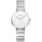 Obaku Klip Lille Brace ladies’ wristwatch – silver stainless steel link bracelet with white dial and minimalist design, TopTime Shop Kenya