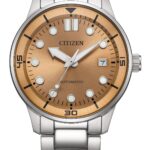 Citizen Mechanical NJ0191‑83X men’s wristwatch – automatic analog watch with blue dial and brown leather strap, TopTime Shop Kenya