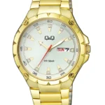 Q&Q A216J001Y men’s wristwatch – classic analog watch with gold‑tone case and black dial, TopTime Shop Kenya
