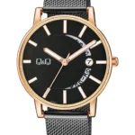 Q&Q A478J412Y men’s wristwatch – classic analog watch with gold-tone case and black dial, TopTime Shop Kenya