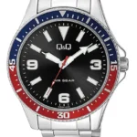 Q&Q QB64J205Y men’s wristwatch – classic analog watch with silver case and blue dial, TopTime Shop Kenya
