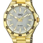 Q&Q QZ82J001Y men’s wristwatch – classic analog watch with silver case and black dial, TopTime Shop Kenya