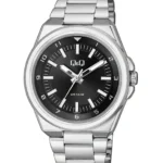 Q&Q QZ68J202Y men’s wristwatch – classic analog watch with silver case and blue dial, TopTime Shop Kenya