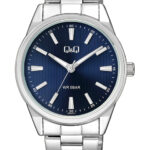 Q&Q QZ94J212Y men’s wristwatch – classic analog watch with silver case and black dial, TopTime Shop Kenya
