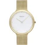 Obaku Satin Lille Gold ladies’ wristwatch – gold‑tone stainless steel mesh bracelet with white minimalist dial, TopTime Shop Kenya