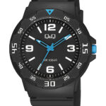 Q&Q V02A‑014VY men’s wristwatch – rugged analog watch with black dial and yellow accents, TopTime Shop Kenya