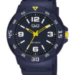 Q&Q V02A‑016VY men’s wristwatch – rugged analog watch with black dial and yellow accents, TopTime Shop Kenya