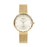 Obaku Facet Gold ladies’ wristwatch – gold‑tone stainless steel case and bracelet with faceted white dial, TopTime Shop Kenya