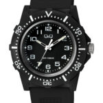 Q&Q V32A‑001VY men’s wristwatch – rugged analog watch with black dial and yellow accents, TopTime Shop Kenya