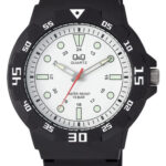 Q&Q VR18J004Y men’s wristwatch – rugged analog watch with silver case and black dial, TopTime Shop Kenya