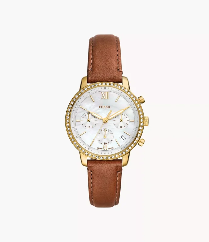 Fossil ES5278 ladies’ wristwatch – gold‑tone stainless steel case with white dial and gold bracelet, TopTime Shop Kenya