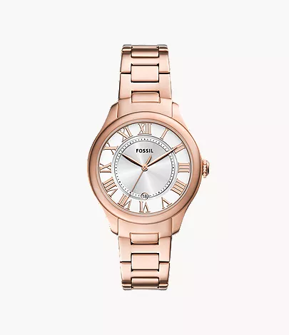 Fossil ES5394 ladies’ wristwatch – rose‑gold stainless steel case with white dial and rose‑gold bracelet, TopTime Shop Kenya