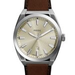 Fossil FS6071 men’s wristwatch – stainless steel case with black dial and brown leather strap, TopTime Shop Kenya