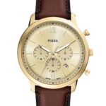 Fossil FS6113 men’s wristwatch – stainless steel case with black dial and brown leather strap, TopTime Shop Kenya