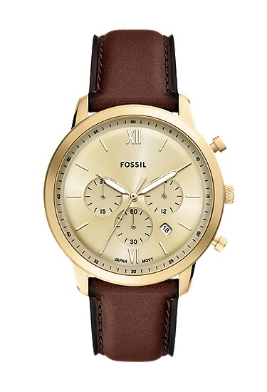 Fossil FS6113 men’s wristwatch – stainless steel case with black dial and brown leather strap, TopTime Shop Kenya