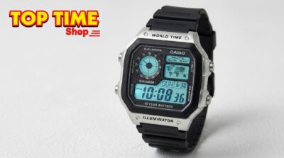 Classic Casio digital watch with LED backlight display
