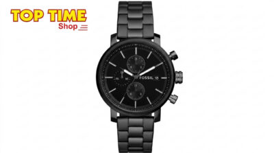 Fossil watch with leather strap and minimalist dial