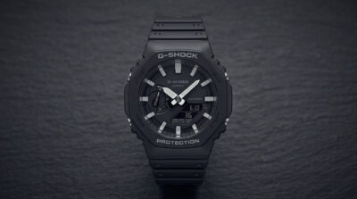 Black G-Shock GA-2100 CasiOak watch with octagonal bezel