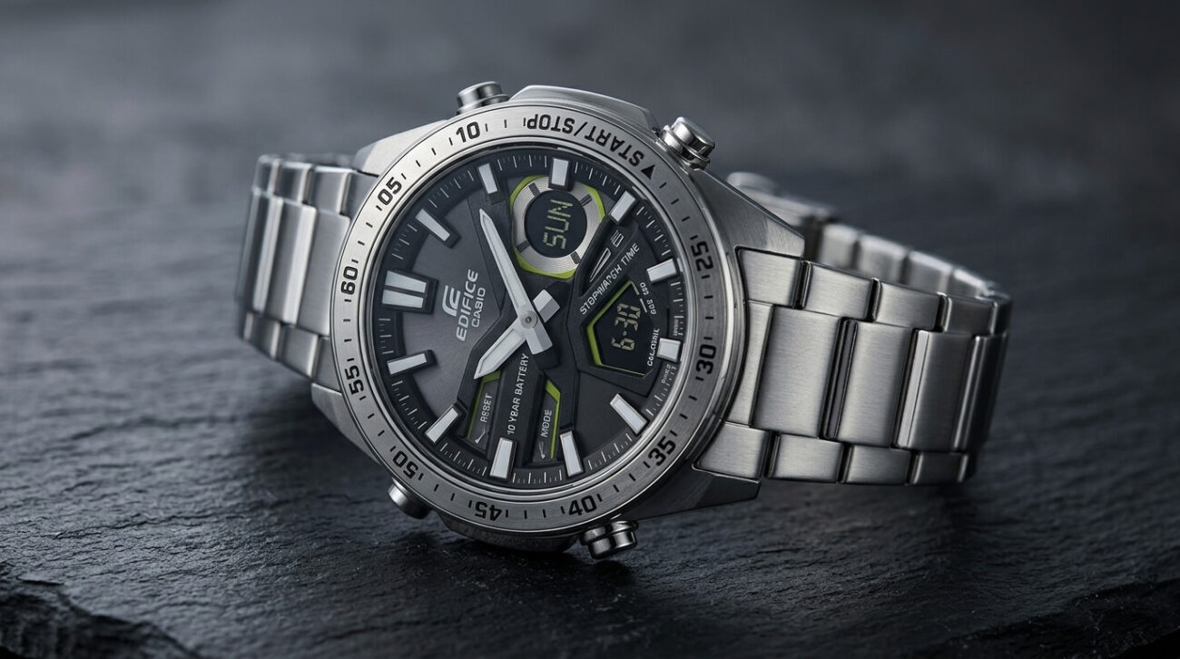 Casio Edifice price in Kenya featured image showing a steel chronograph watch