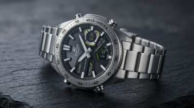 Casio Edifice price in Kenya featured image showing a steel chronograph watch