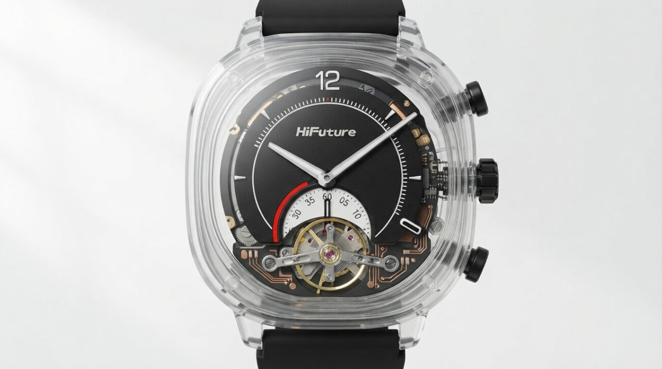 Smartwatch with colour display on a plain background