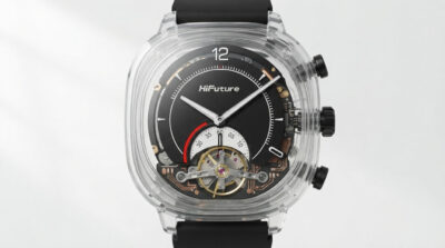 Smartwatch with colour display on a plain background