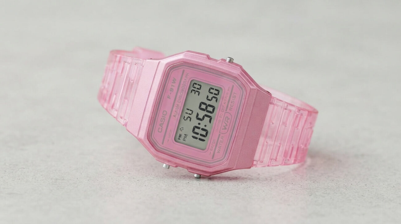 Casio F-91W classic digital watch with resin strap