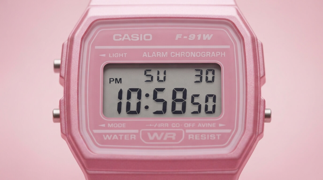 Casio F-91W classic digital watch with resin strap